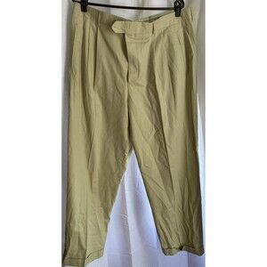 Idea Uomo Men’s Beige Dress Pants Size 40 Inseam 31” Cuffed Bottom Pleated Waist